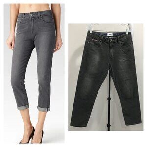 PAIGE Premium Denim Gray Rudy Wash CALLIE Crop 5 Pocket Logo Hardware Jeans